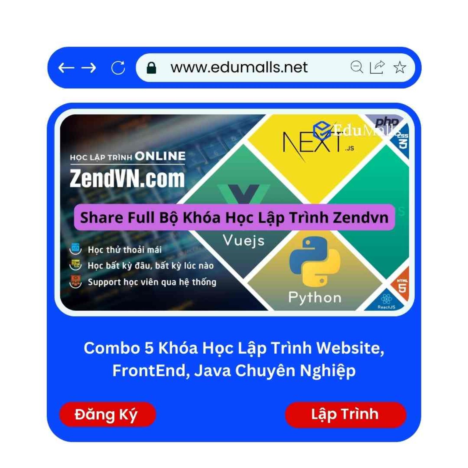 combo 10 khoa hoc lap trinh website frontEnd java chuyen nghiep edumalls ma 9266