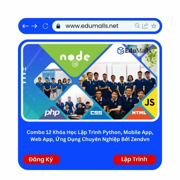 Combo 12 Khóa Học Lập Trình Python, Mobile App, Web App, Ứng Dụng Chuyên Nghiệp | Mã: 9264