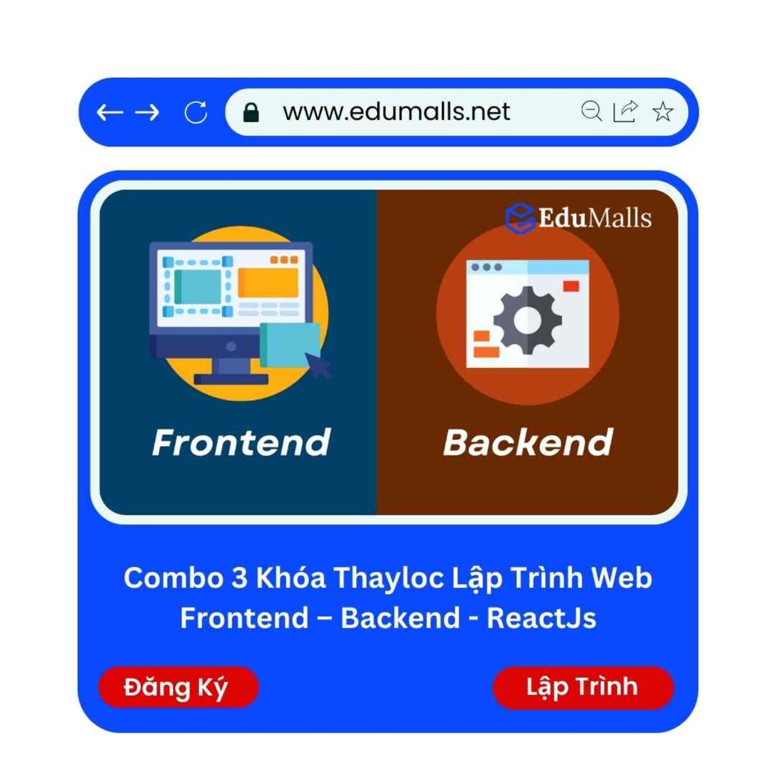 combo 3 khoa thayloc lap trinh web frontend backend reactjs edumalls ma 9206