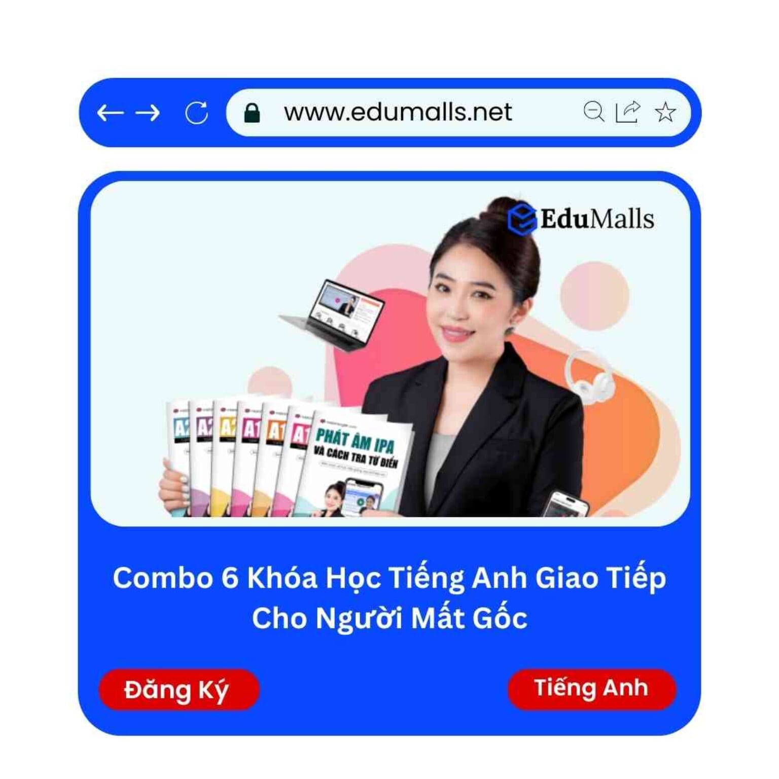 combo 6 khoa hoc tieng anh giao tiep cho nguoi mat goc edumalls ma 9197