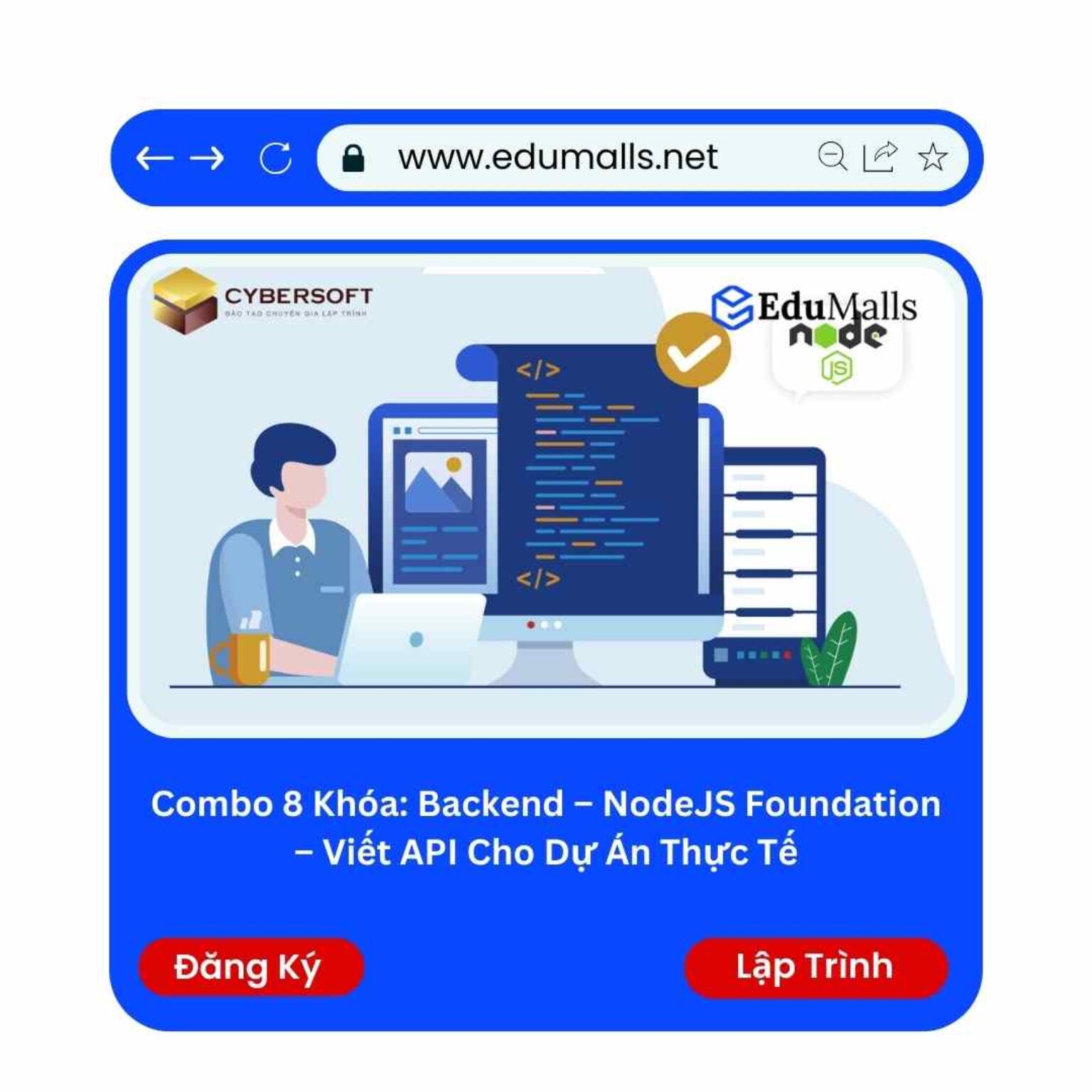 combo 8 khoa backend nodejs foundation viet api cho du an thuc te edumalls ma 9275