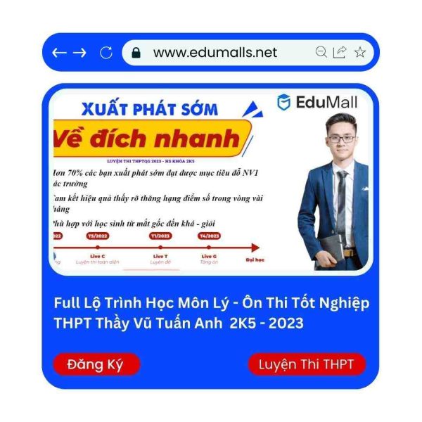 Full Lộ Trình Học Môn Lý – Ôn Thi Tốt Nghiệp THPT, Đại Học Với Thầy Vũ Tuấn Anh 2K7 – 2025 | Mã: 9015