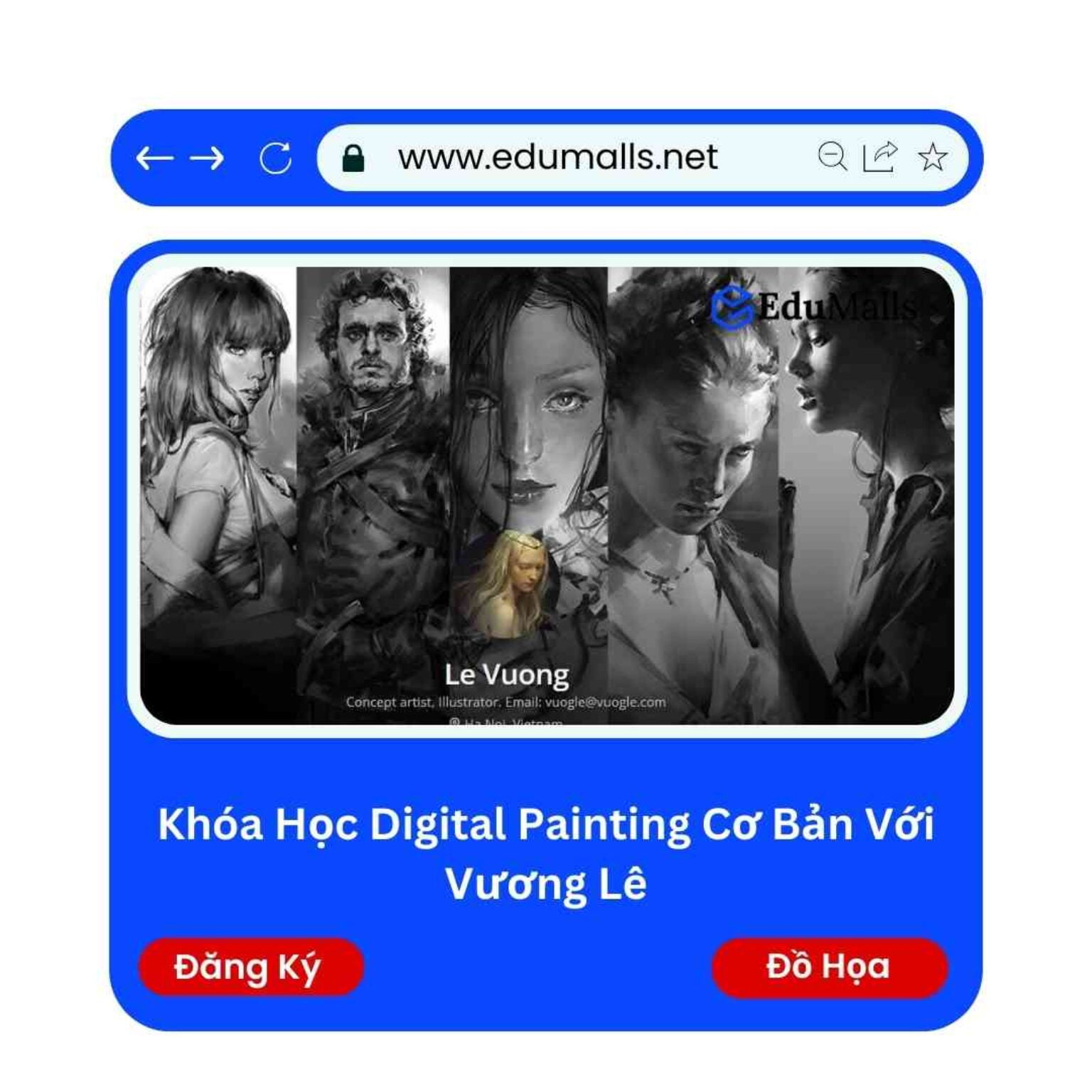 khoa hoc digital painting co ban voi vuong le edumalls ma 9143