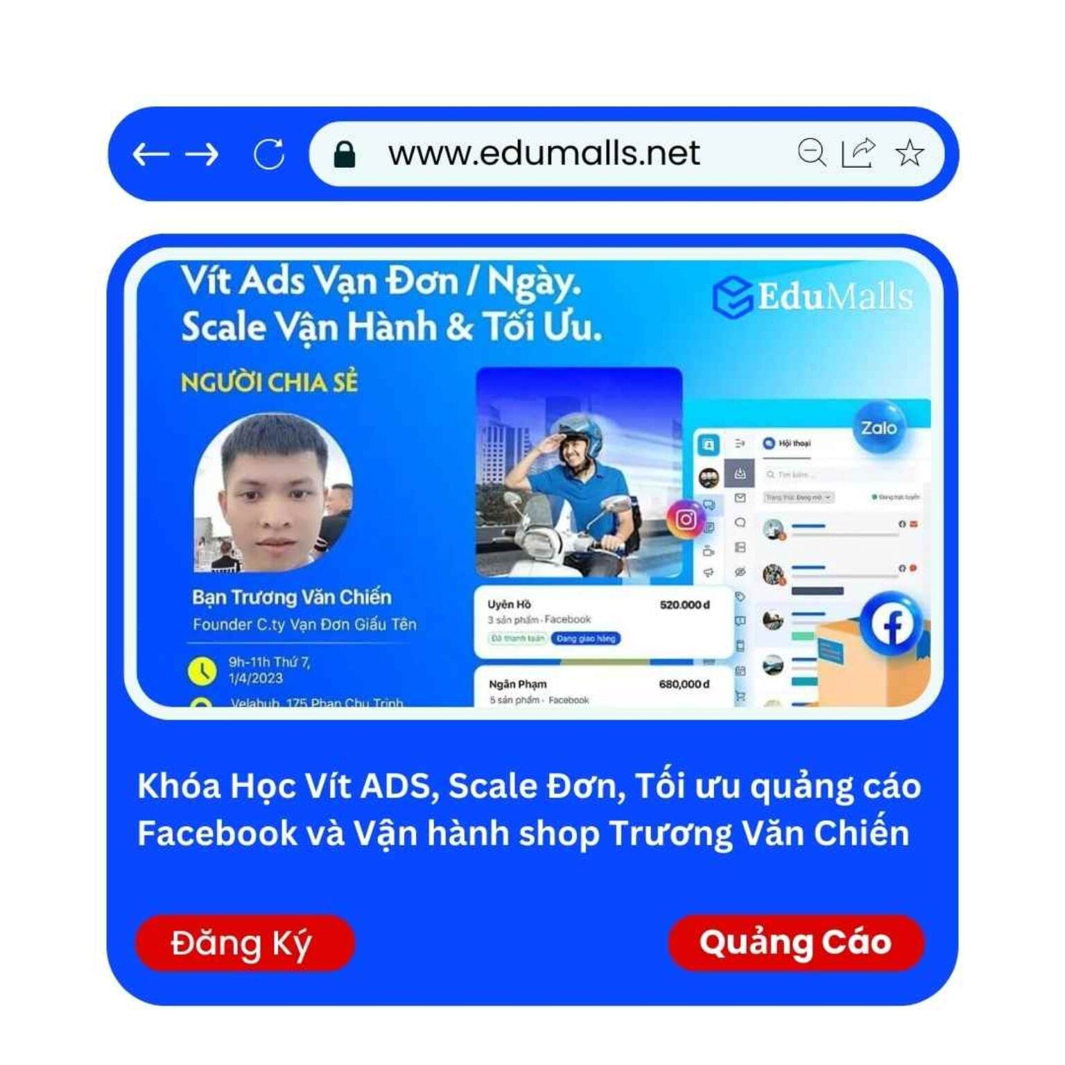 khoa hoc toi uu quang cao facebook va van hanh shop truong van chien edumalls ma 9050 1