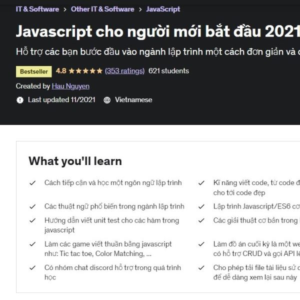 Khóa Học Javascript Cho Người Mới Bắt Đầu
