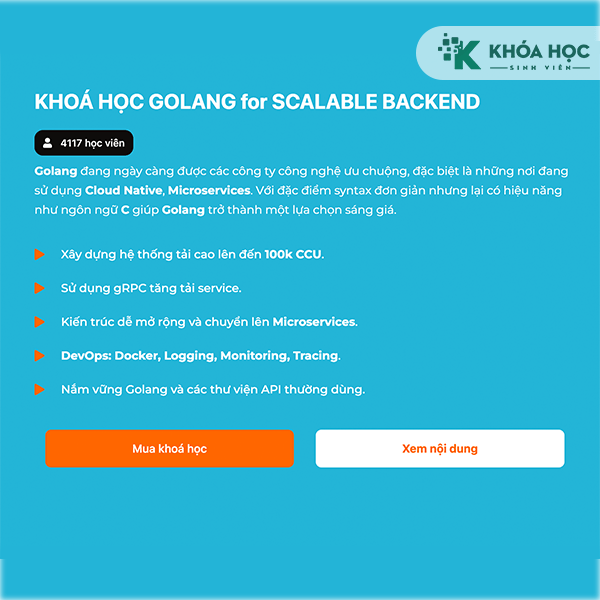 Khóa Học Golang For Scalable Backend