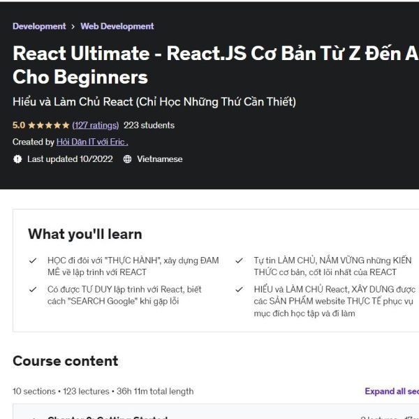 Khóa Học React Ultimate – React.JS Cơ Bản Từ Z Đến A Cho Beginners
